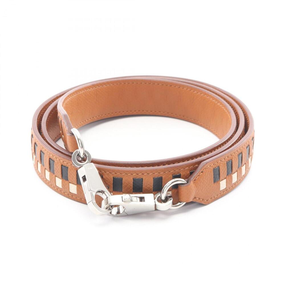 Hermes Bandoulière Tressage de Cuir Gold Cle Shoulder Strap Accessory, Veau E...